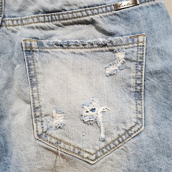Kancan Womens Shorts Distressed Denim Cut Off Raw Hem Frayed Blue Jean Sz S 28 - Picture 12 of 13
